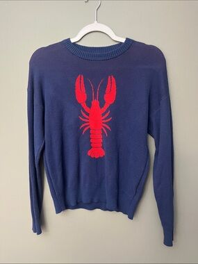 Nikka K Crew Neck Navy Sweater with Red Lobster Graphic - Size XS